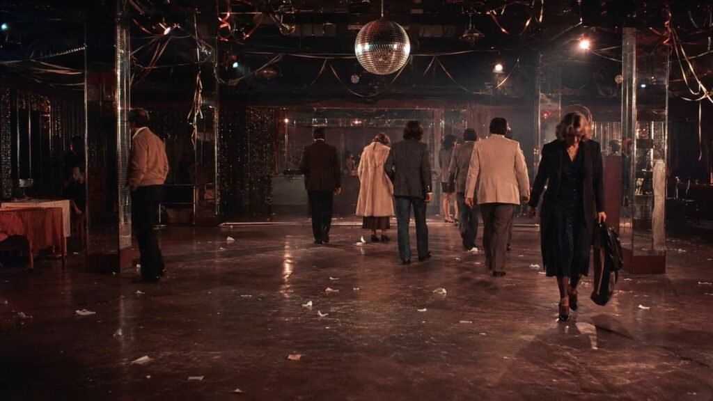 Nearly empty disco dance floor at the end of the 1970s
