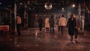 Nearly empty disco dance floor at the end of the 1970s